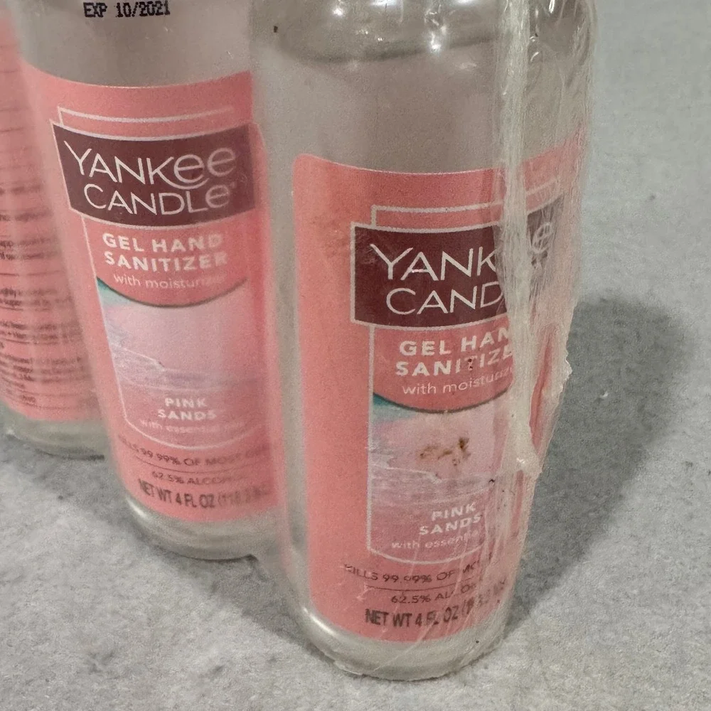 Yankee Candle Gel Hand Sanitizer 3-Pack Pink Sands 4oz Bottles Essential Oils